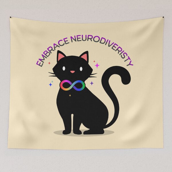 Item preview, Embrace nerurodiversity Autistic cat - Autism and adhd awareness designed and sold by Paperfly Studio.