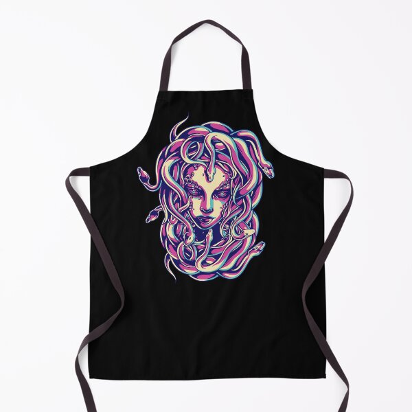 Item preview, Gaze of the Gorgon: Face of Medusa / Gorgo The queen with snakes - teal/pink - pink background designed and sold by Kinisis.