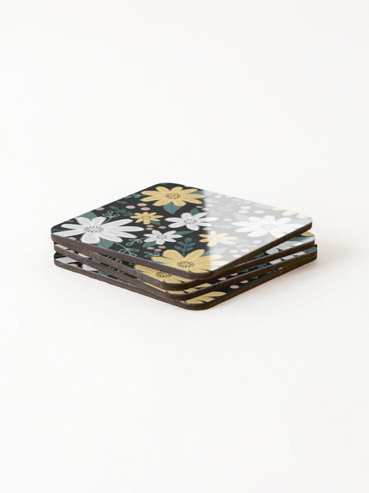 Thumbnail 4 of 5, Coasters (Set of 4), Spring Daisy Print designed and sold by RuthMCreative.
