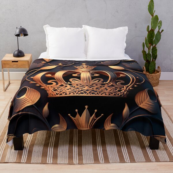 Item preview, Crowned Royalty: A Golden and Black Art Damask Pattern with Regal Crown designed and sold by SweetRepeat.