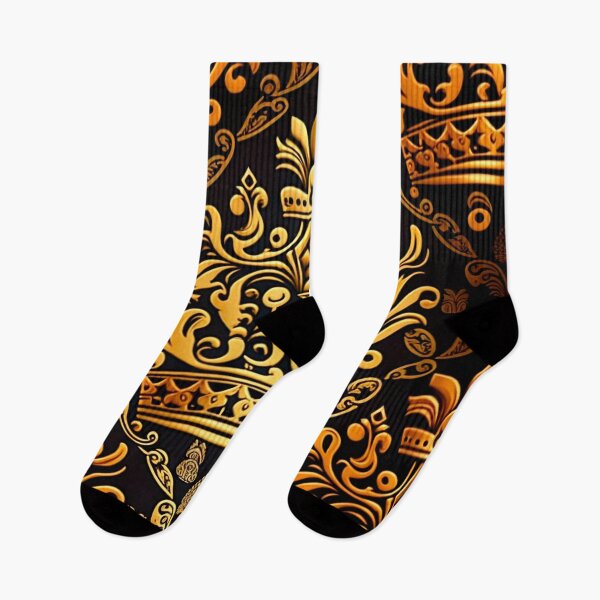 Item preview, Crowned Royalty: A Golden and Black Art Damask Pattern with Regal Crown designed and sold by SweetRepeat.