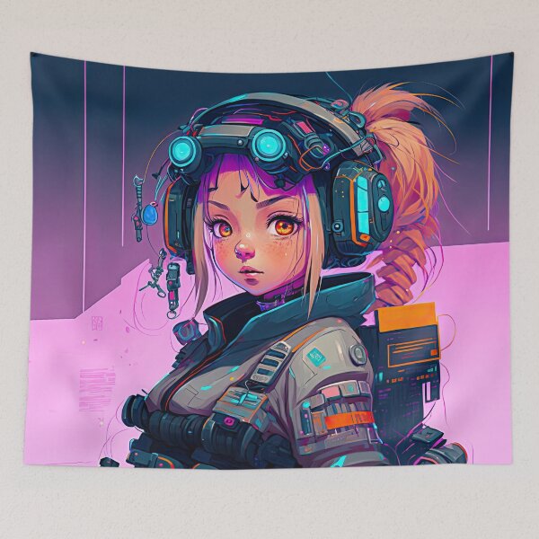 Item preview, Cyberpunk Aesthetic Girl Sci-Fi Neon Female Character Vaporwave Japanese Art designed and sold by ultra-cool.