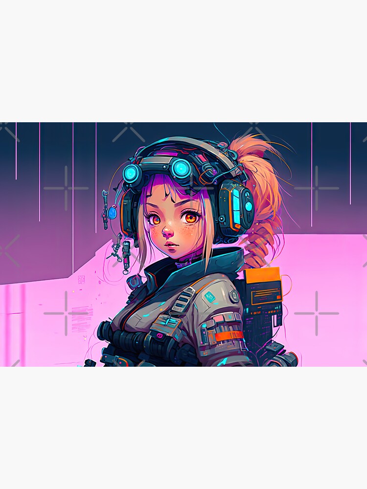 Cyberpunk Anime Girl - Futuristic Sci-Fi Design - Cyberpunk - Sticker