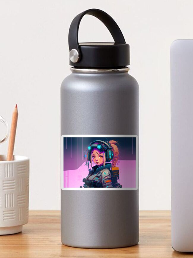 Futuristic Sci-Fi Woman Aluminum Water Bottle
