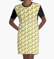 Antikes Moos gelbe Herzen T-Shirt Kleid