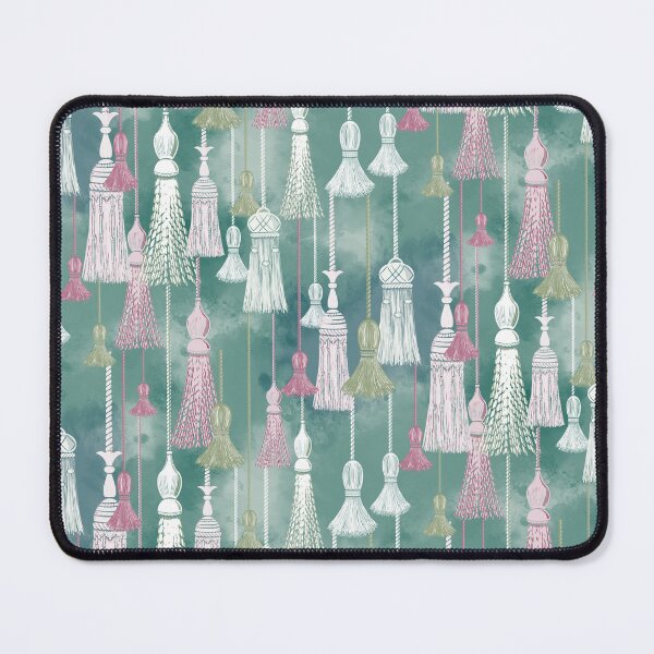 Item preview, Tassels in white and pink on a green watercolor background designed and sold by Katj-A-Studio.
