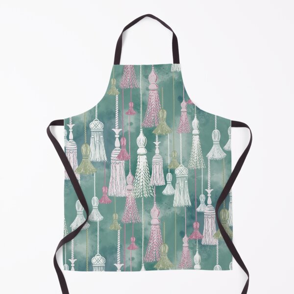 Item preview, Tassels in white and pink on a green watercolor background designed and sold by Katj-A-Studio.