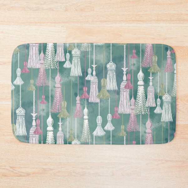 Item preview, Tassels in white and pink on a green watercolor background designed and sold by Katj-A-Studio.