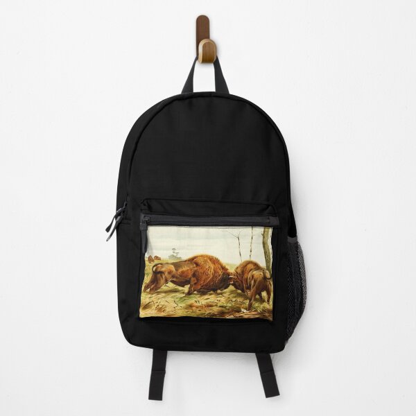 Item preview, Vintage Bison Bull Fight Painting 1896 designed and sold by w-world-life-co.