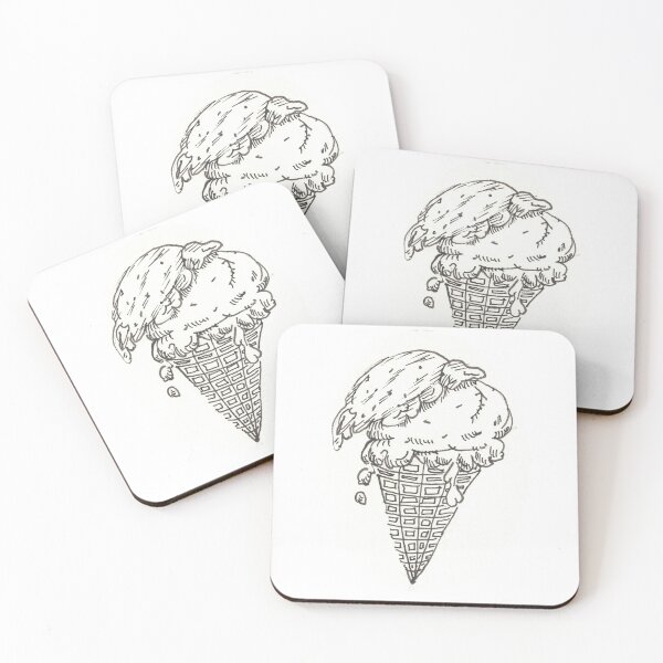 Item preview, melting ice cream cone ink drawing designed and sold by CrittersByLola.