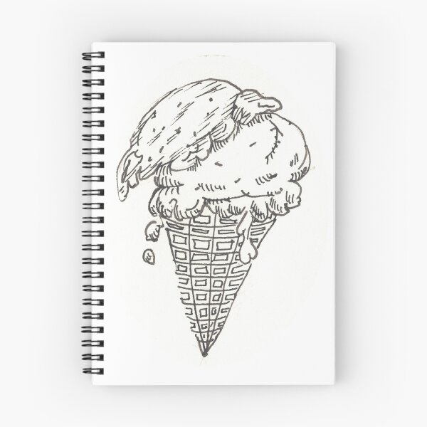 Item preview, melting ice cream cone ink drawing designed and sold by CrittersByLola.