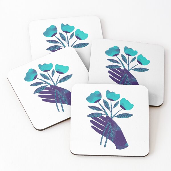 Item preview, Dark purple blue hand with turquoise flowers for you designed and sold by IULIART.