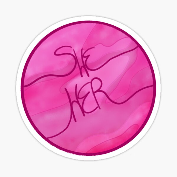 Pink She/her Planet Sticker