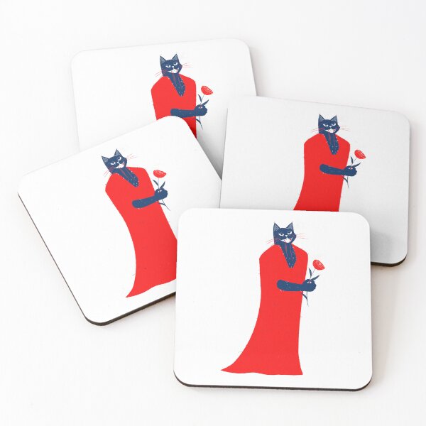 Item preview, Tall and handsome blue cat in red with red flower for you designed and sold by IULIART.