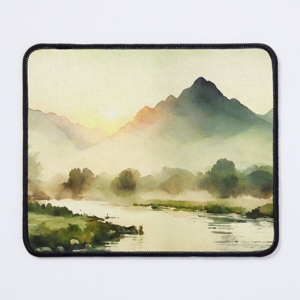 Item preview, Mountain River Sunset Wall Art Home Decor designed and sold by InkSquares.