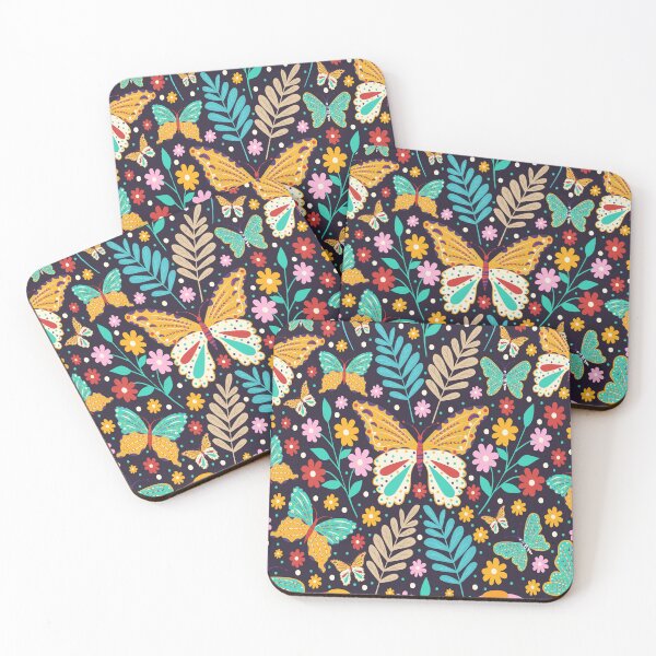 Item preview, spring butterflies, with flowers and herbs on a dark background designed and sold by Artistbro1.