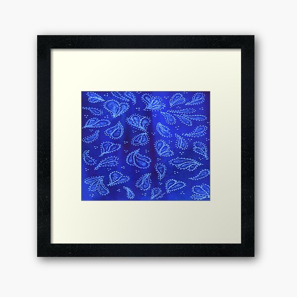 Blue Paisley Print Framed Art Print