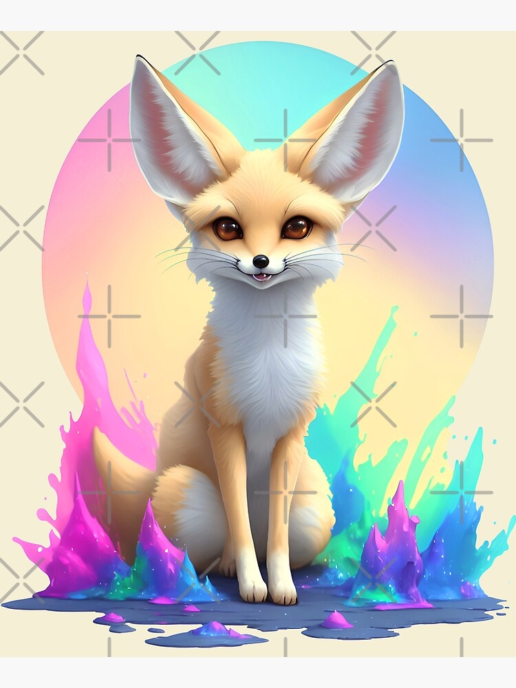 cute and adorable Fennec Fox colorful Premium Matte Vertical Poster ...