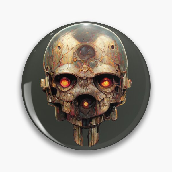 Item preview, Vintage Gold Terminator Inspired Cyborg Skull designed and sold by ArtificialEye.