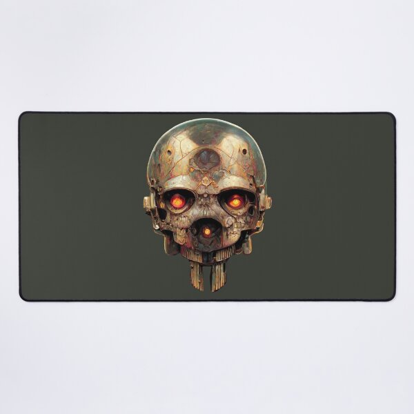 Item preview, Vintage Gold Terminator Inspired Cyborg Skull designed and sold by ArtificialEye.