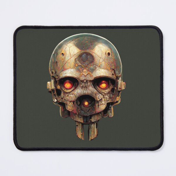 Item preview, Vintage Gold Terminator Inspired Cyborg Skull designed and sold by ArtificialEye.