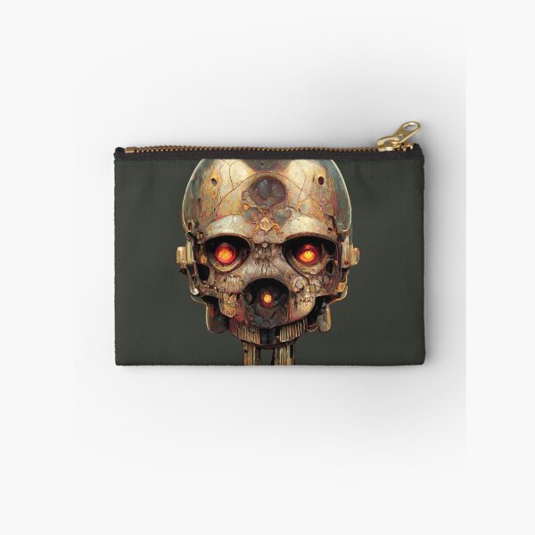 Item preview, Vintage Gold Terminator Inspired Cyborg Skull designed and sold by ArtificialEye.