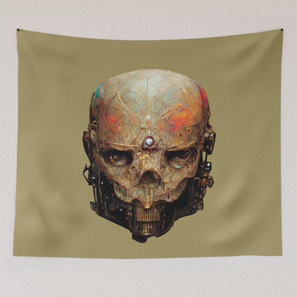 Item preview, Evil Steampunk Terminator Inspired Cyborg Skull designed and sold by ArtificialEye.