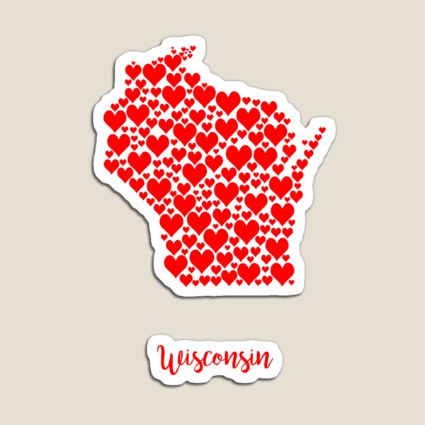 Wsconsin Hearts - Red Magnet