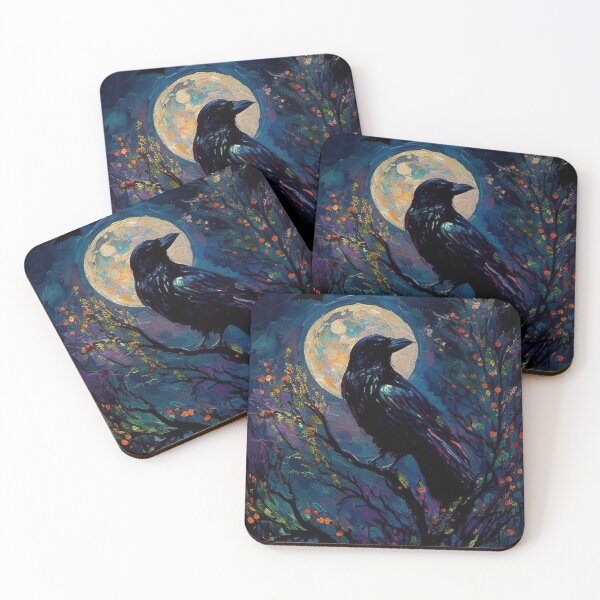 Item preview, Raven Full Moon Painting designed and sold by Alisha Watercolors.