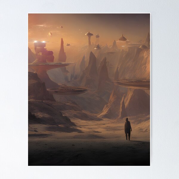 Artikelvorschau, Schöne Alien Welt Fantasy Wüstenlandschaft Kosmischer Himmel entworfen und verkauft von VersoShopping.