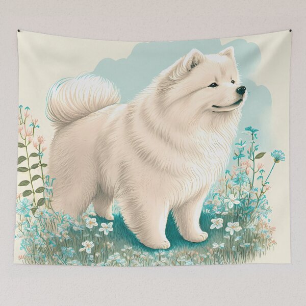 Item preview, Fluffy Companions: Watercolor Samoyed Illustration designed and sold by TheLovelyWild.