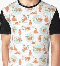 Cute cartoon sloth pattern Graphic T-Shirt