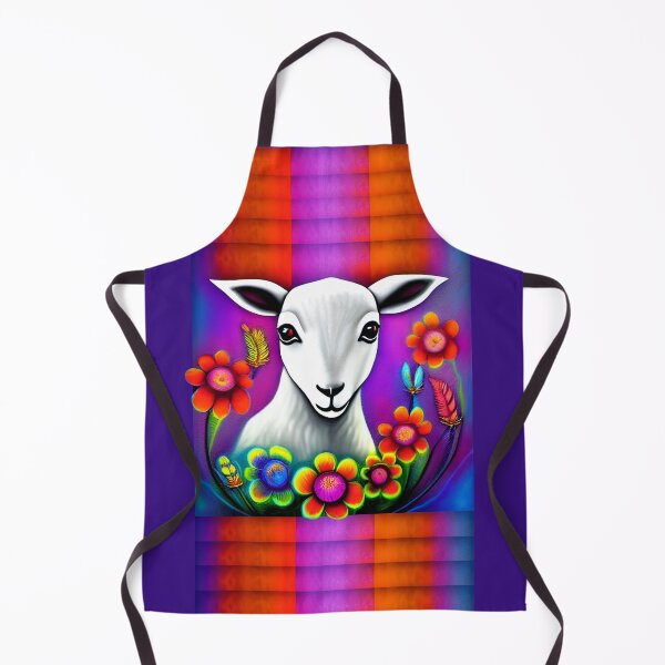 Item preview, Little Lamb with Flowers and Feathers | Goat | Sheep Goat designed and sold by ArtistsQuest.