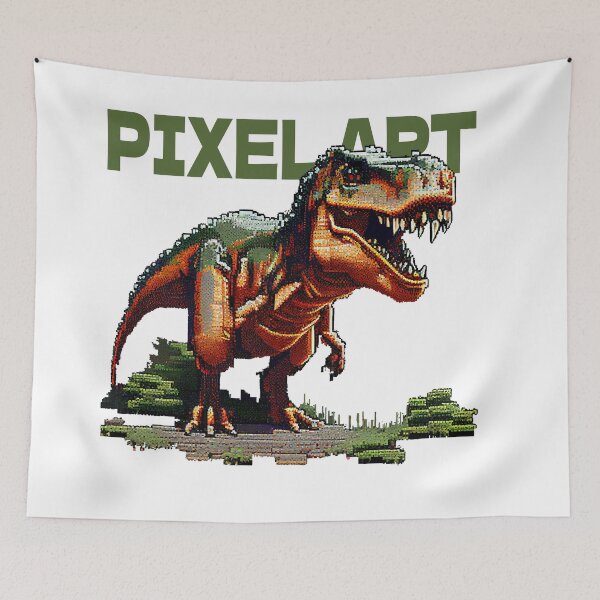 Item preview, Pixel Art dinosaur with funny cute decorative dinosaur for dinosaur lovers designed and sold by RSDESIGNSteam.
