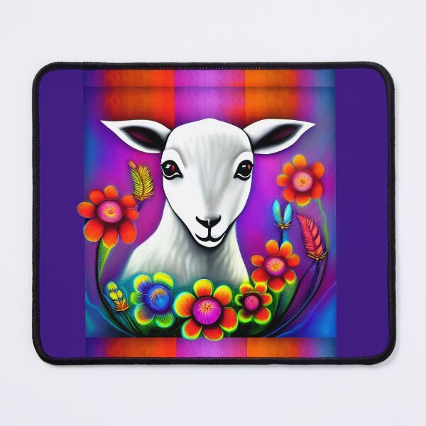 Item preview, Little Lamb with Flowers and Feathers | Goat | Sheep Goat designed and sold by ArtistsQuest.