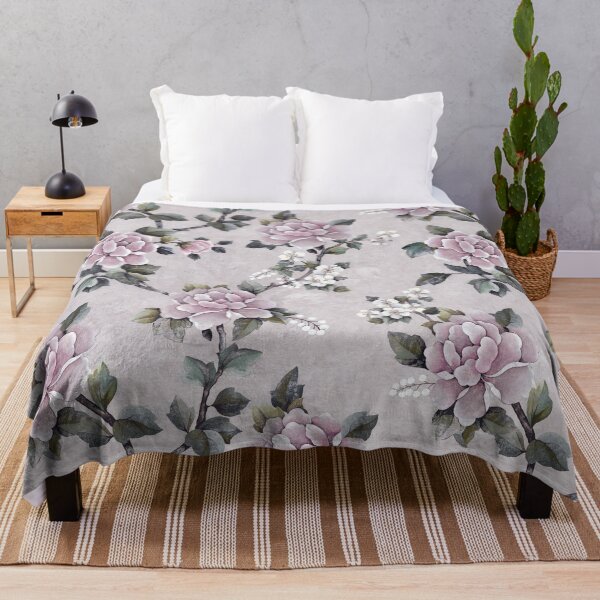 Item preview, Vintage Peony Chinoiserie - Stone Grey designed and sold by Sarah Thorpe Designs .