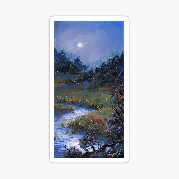 Summer Nights Gouache Painting Illustration Sticker