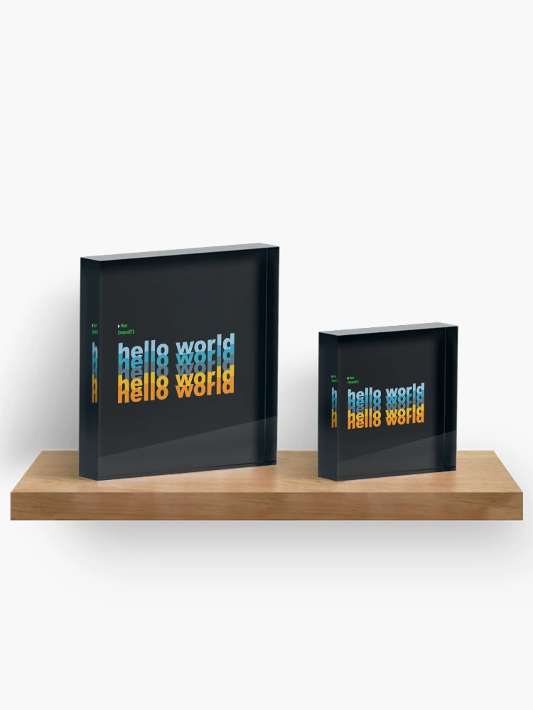 Thumbnail 3 of 5, Acrylic Block, Hello World Python Code designed and sold by FridPix.