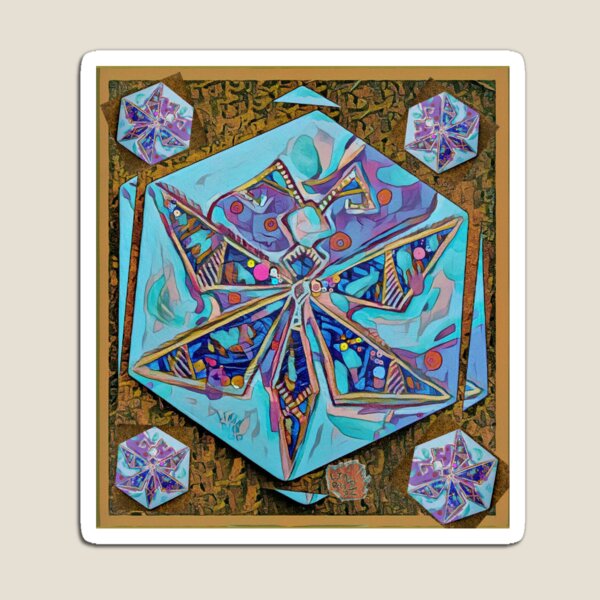 Hexagonal Butterfly in turquoise and golden brown Magnet