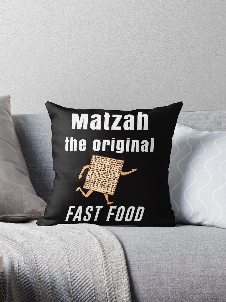 Thumbnail 1 of 4, Pillow, Funny Passover Seder, Matzah the Original Fast Food, Passover Gift, Pesach Design designed and sold by novelteemerch.