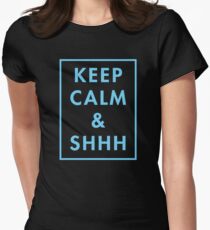 Keep Calm And Shhh (blue) Women's Fitted T-Shirt