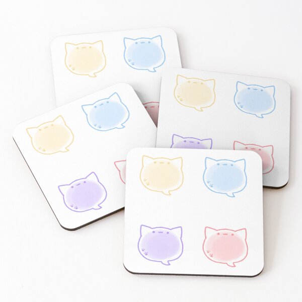 Item preview, gradient pastel colorful cute kitten speech balloons with cat paws set packs designed and sold by aliciabutterfly.