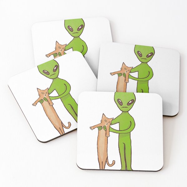 Item preview, Alien holding Cheese cat | funny cats and alien designed and sold by Golden Turtle Studio.