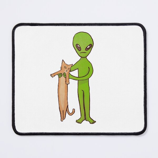 Item preview, Alien holding Cheese cat | funny cats and alien designed and sold by Golden Turtle Studio.