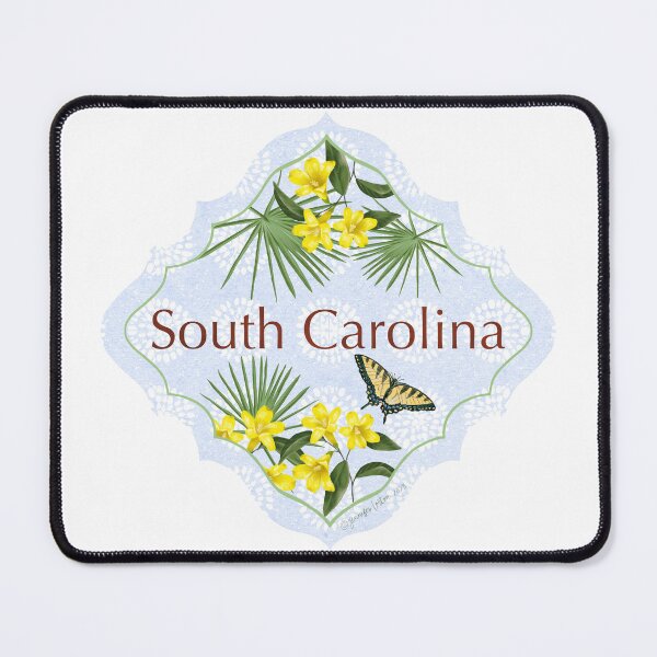 Item preview, South Carolina State Pride | South Carolina flower Jessamine | US State Collection State Icon Illustration | travel tracker Sabal Palmetto monarch designed and sold by JourneyHomeMade.