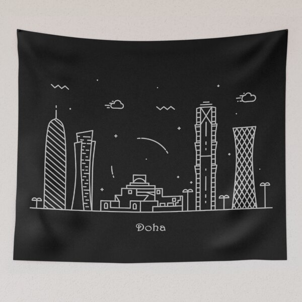 Item preview, Doha Skyline Minimal Line Art Poster designed and sold by A Deniz Akerman.