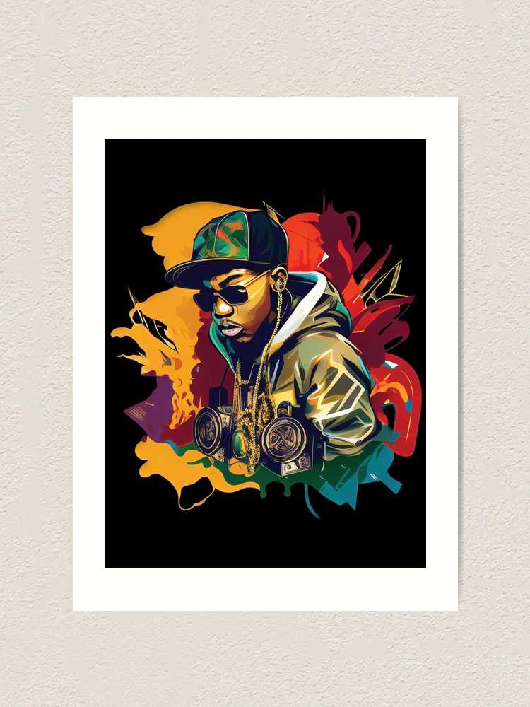 Hip Hop and Rap Street Art and Graffiti Style Vibing and Listening