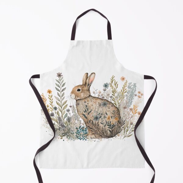 Item preview, Floral Garden Botanical Print with wild flowers Easter Bunny Rabbit designed and sold by FloralFancy.