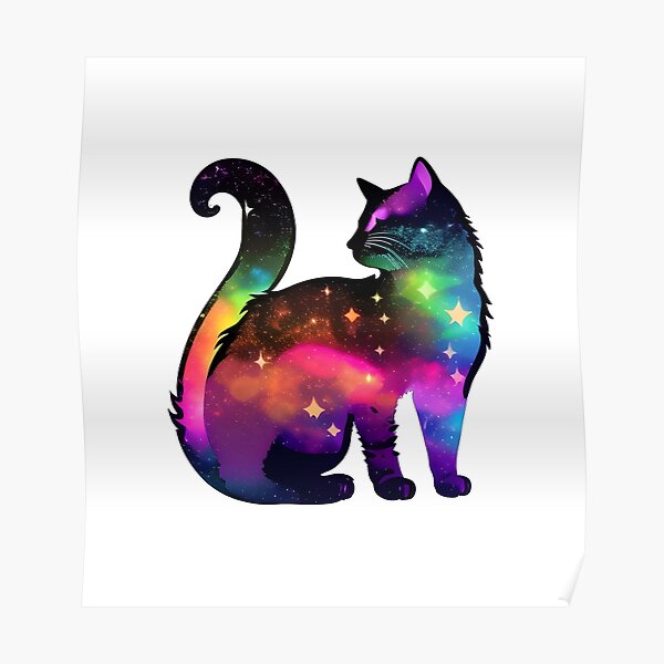 Kitten Galaxy Rainbow Cat Super Colors Poster