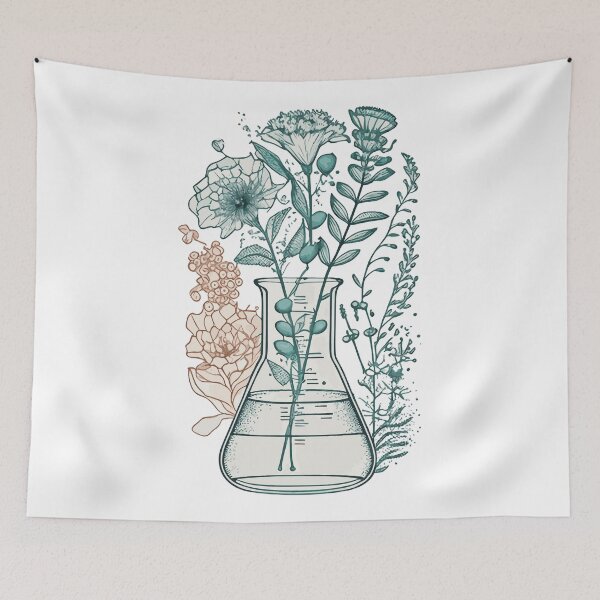 Item preview, Science beaker with flowers designed and sold by saskdigitalart.